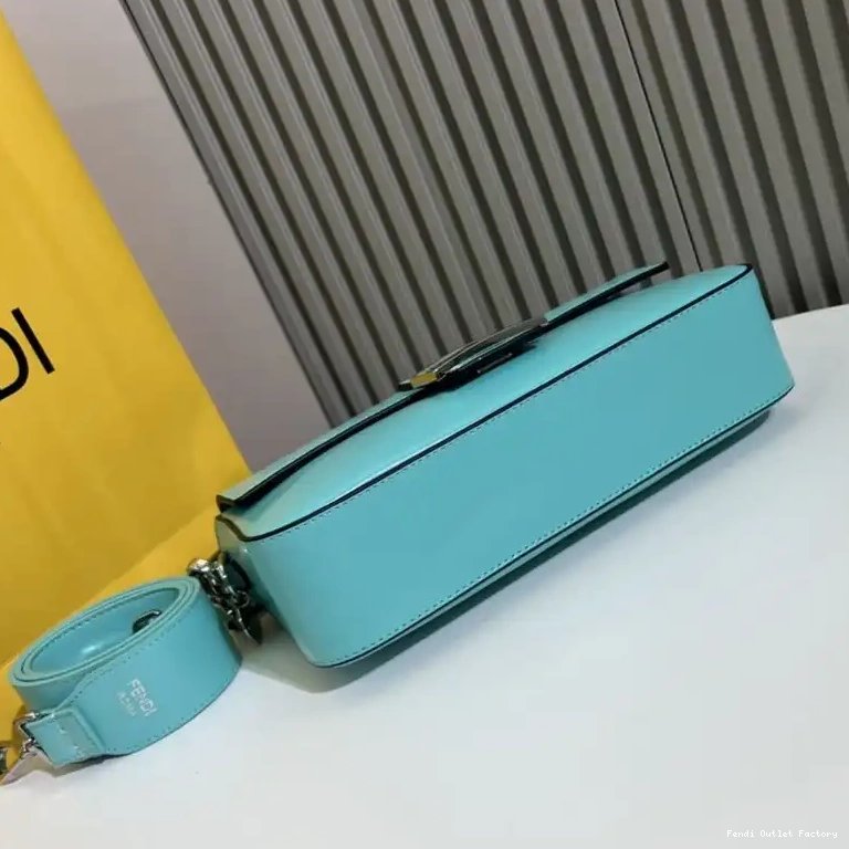 Vintage HOT Tiffany Medium Leather Fendi Blue Smooth Bag Baguette In 0622